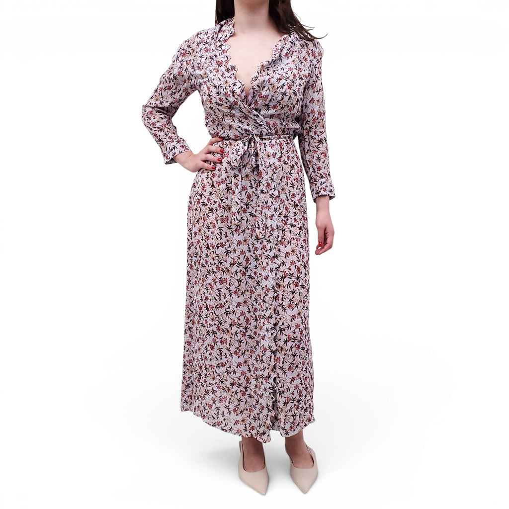 CHLOÉ GREY FLORAL MAXI DRESS - SIZE 34