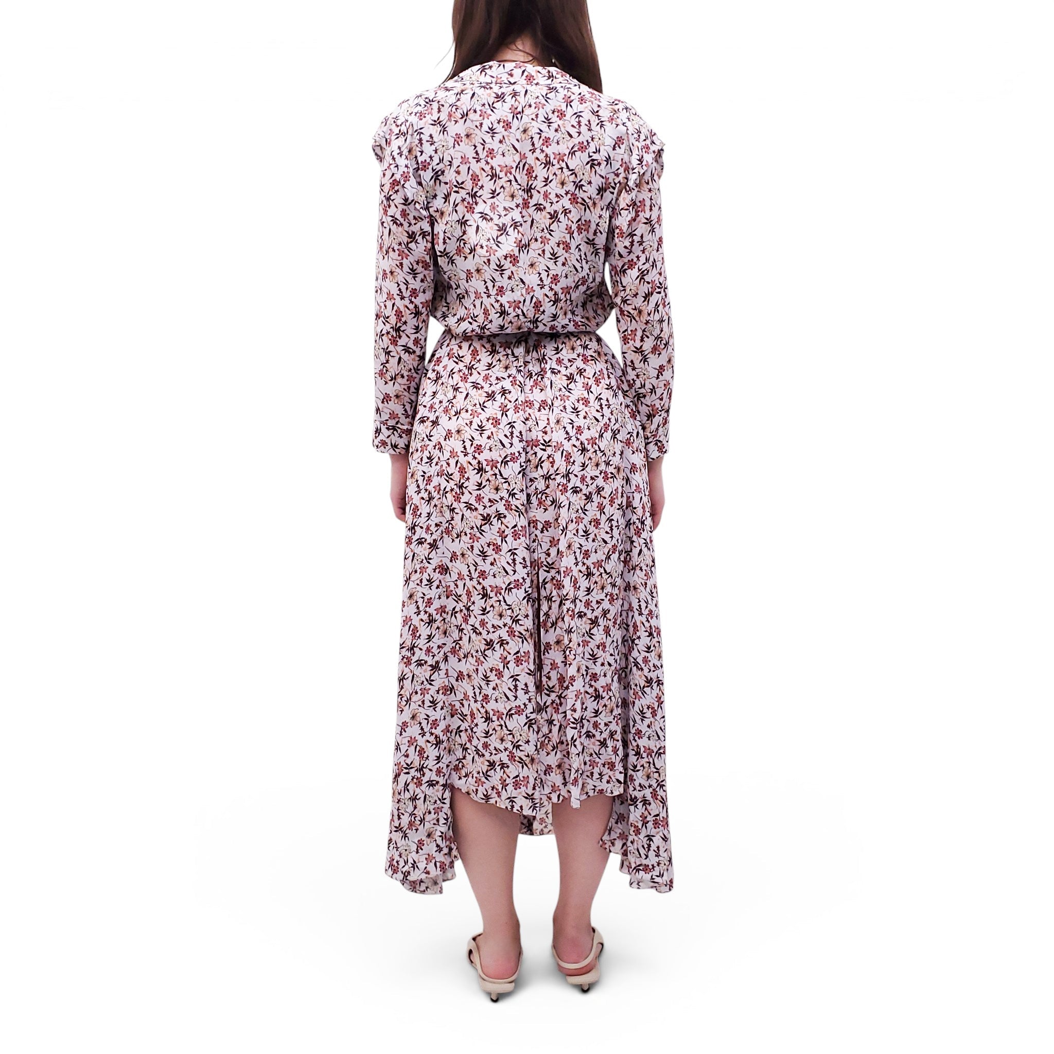 CHLOÉ GREY FLORAL MAXI DRESS - SIZE 34
