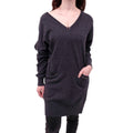CHLOÉ GREY KNIT DRESS WITH GOLD CHAIN DETAILS - SIZE L