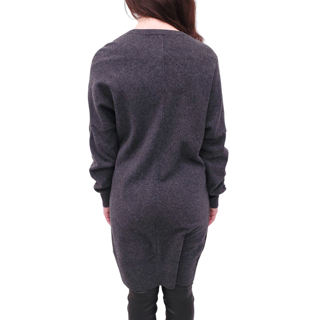 CHLOÉ GREY KNIT DRESS WITH GOLD CHAIN DETAILS - SIZE L