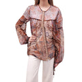 CHLOÉ BROWN AND ORANGE FLORAL PATTERNED BLOUSE - SIZE 36