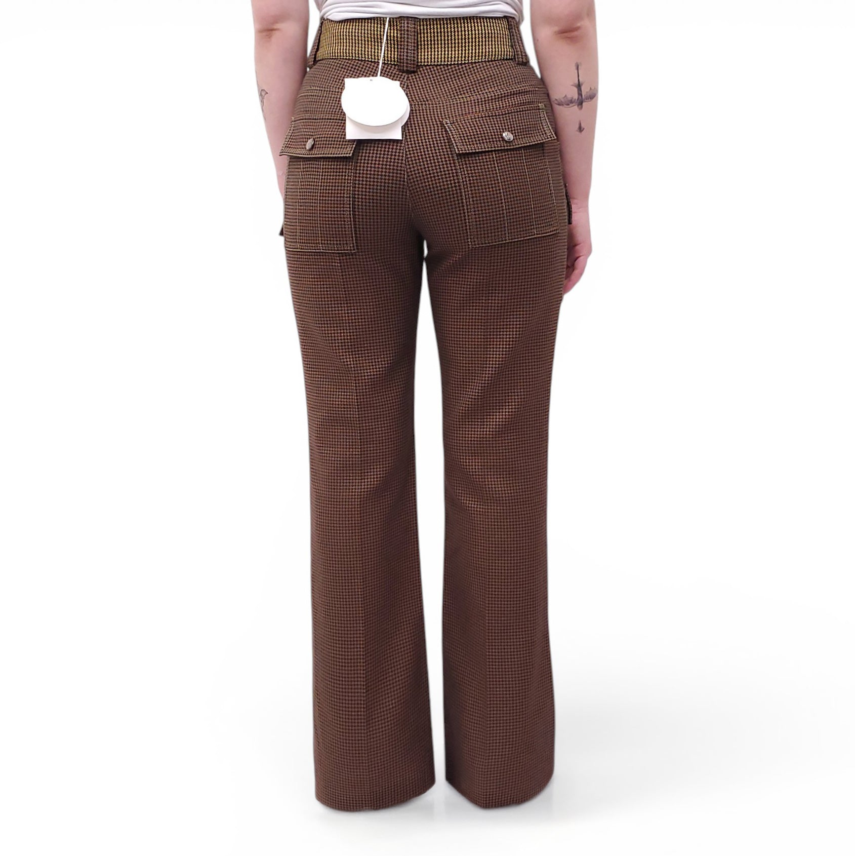 CHLOÉ PLAID CARGO FLARE TROUSERS - SIZE 38