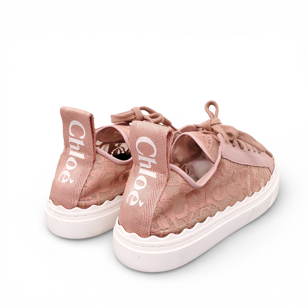 CHLOÉ SCALLOPED LACE LOGO SNEAKERS - SIZE 40