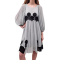 CHLOÉ SEAFOAM AND BLACK SILK MIDI DRESS - SIZE 40