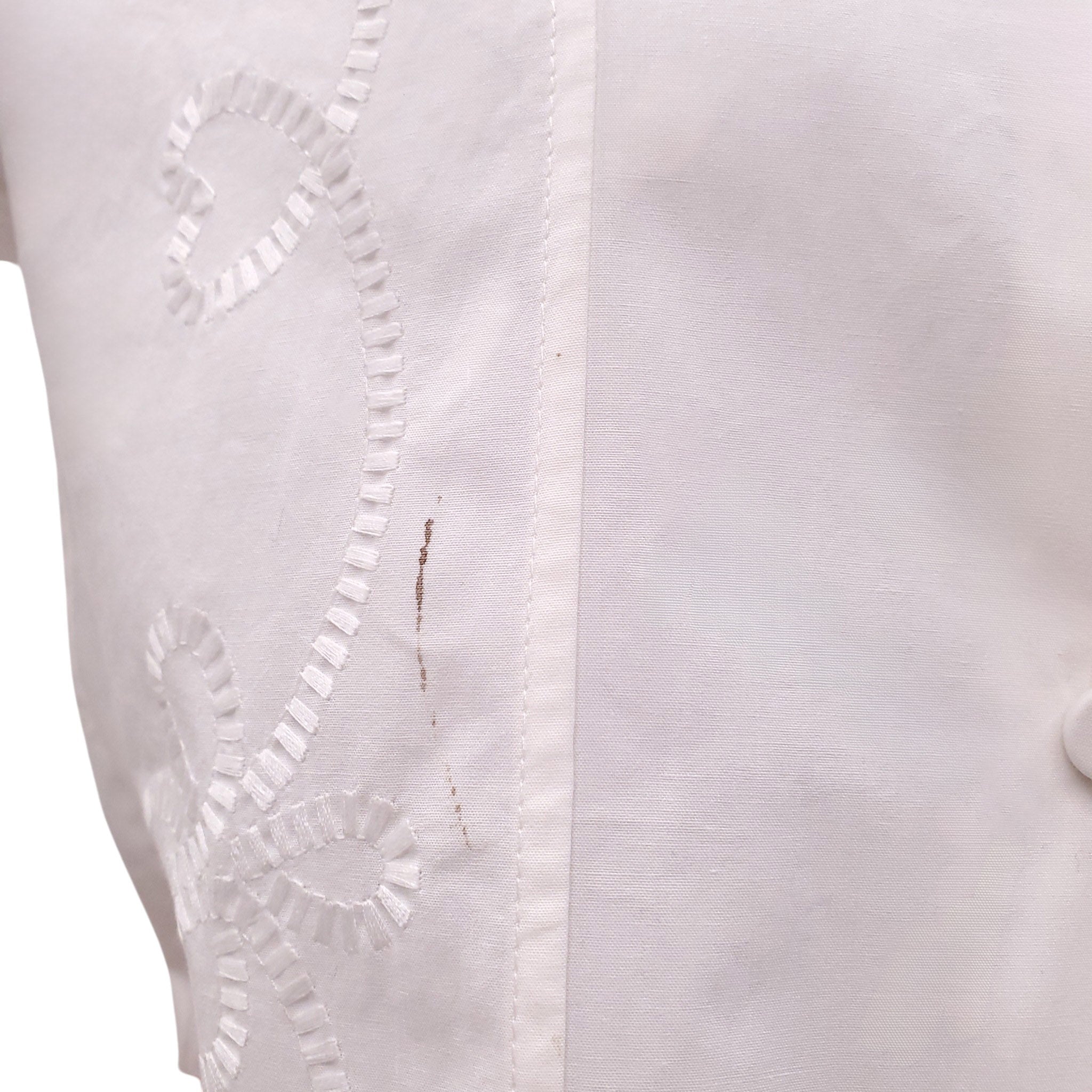 CHLOÉ WHITE EMBROIDERED POPLIN BLOUSE - SIZE 38