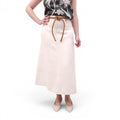 CHLOÉ WHITE SKIRT WITH LEATHER BRAIDED BELT - SIZE 40