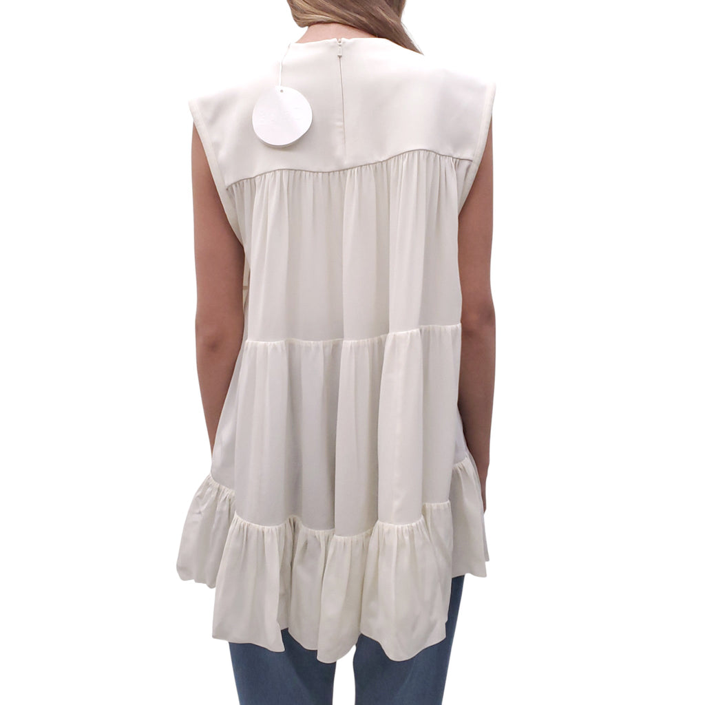CHLOÉ PORCELAIN GREEN OVERSIZED TIERED BLOUSE - SIZE 36