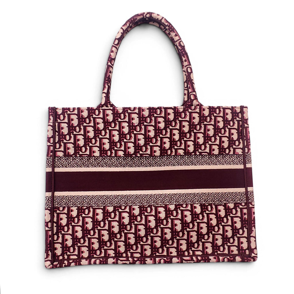 CHRISTIAN DIOR BURGUNDY LOGO BOOK TOTE BAG