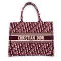 CHRISTIAN DIOR BURGUNDY LOGO BOOK TOTE BAG