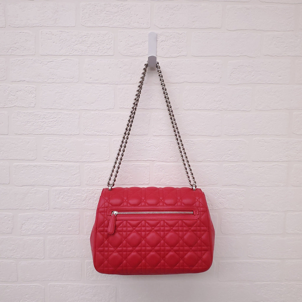 CHRISTIAN DIOR PINK LEATHER CANNAGE MEDIUM 'MISS DIOR' SHOULDER BAG