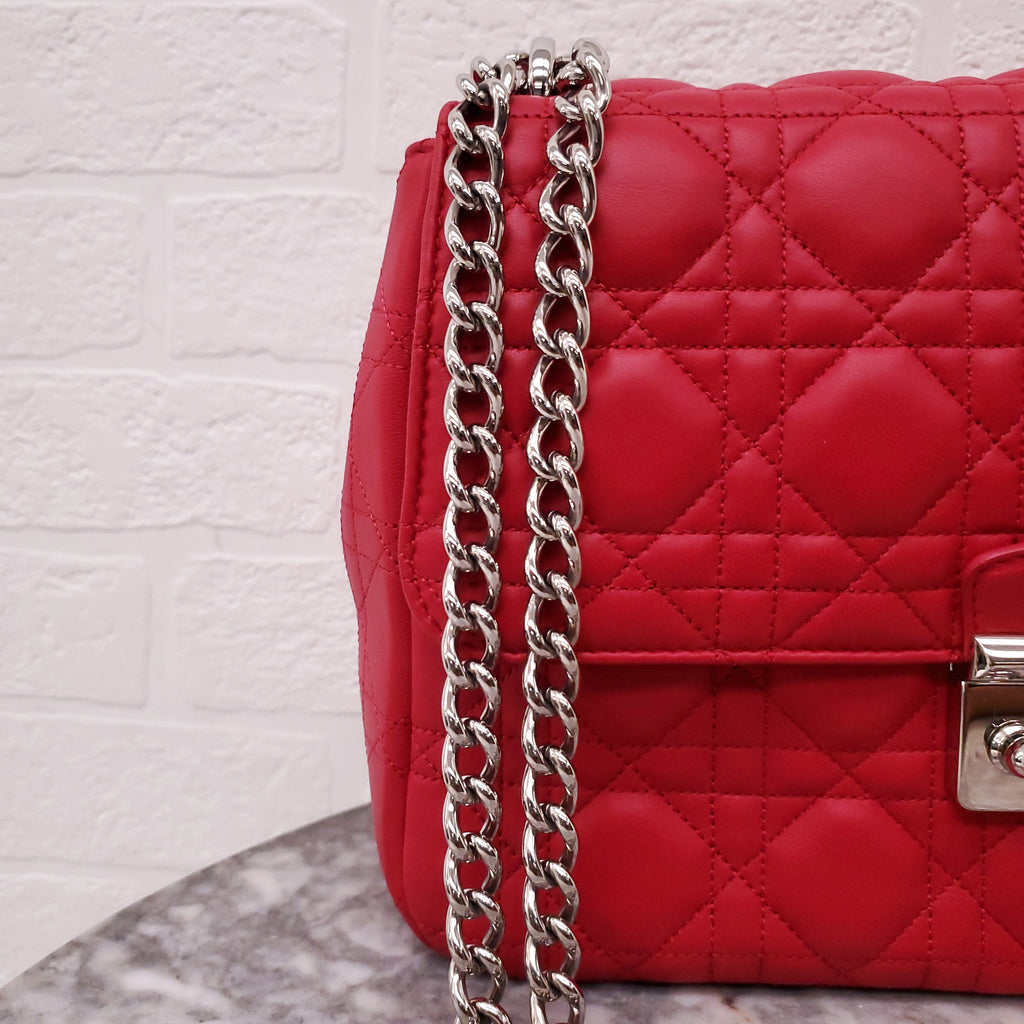 CHRISTIAN DIOR PINK LEATHER CANNAGE MEDIUM 'MISS DIOR' SHOULDER BAG