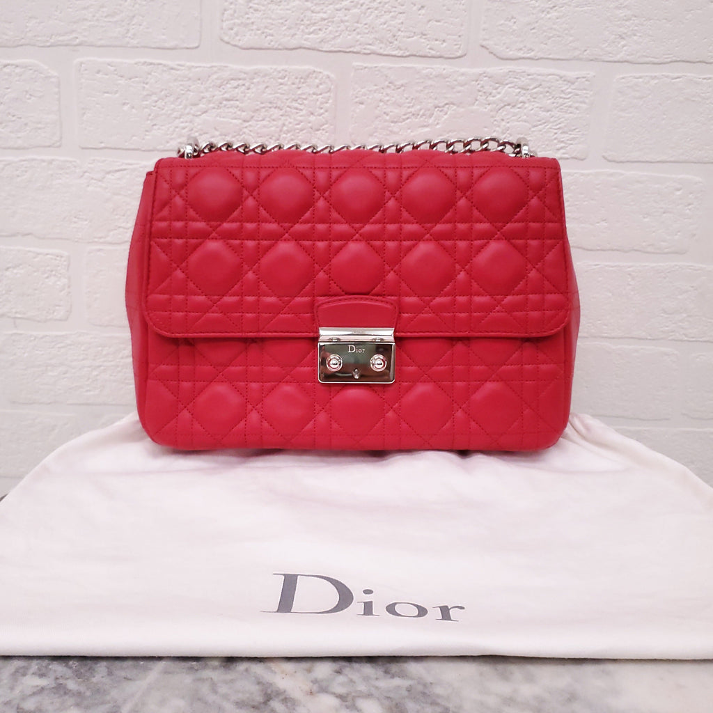 CHRISTIAN DIOR PINK LEATHER CANNAGE MEDIUM 'MISS DIOR' SHOULDER BAG