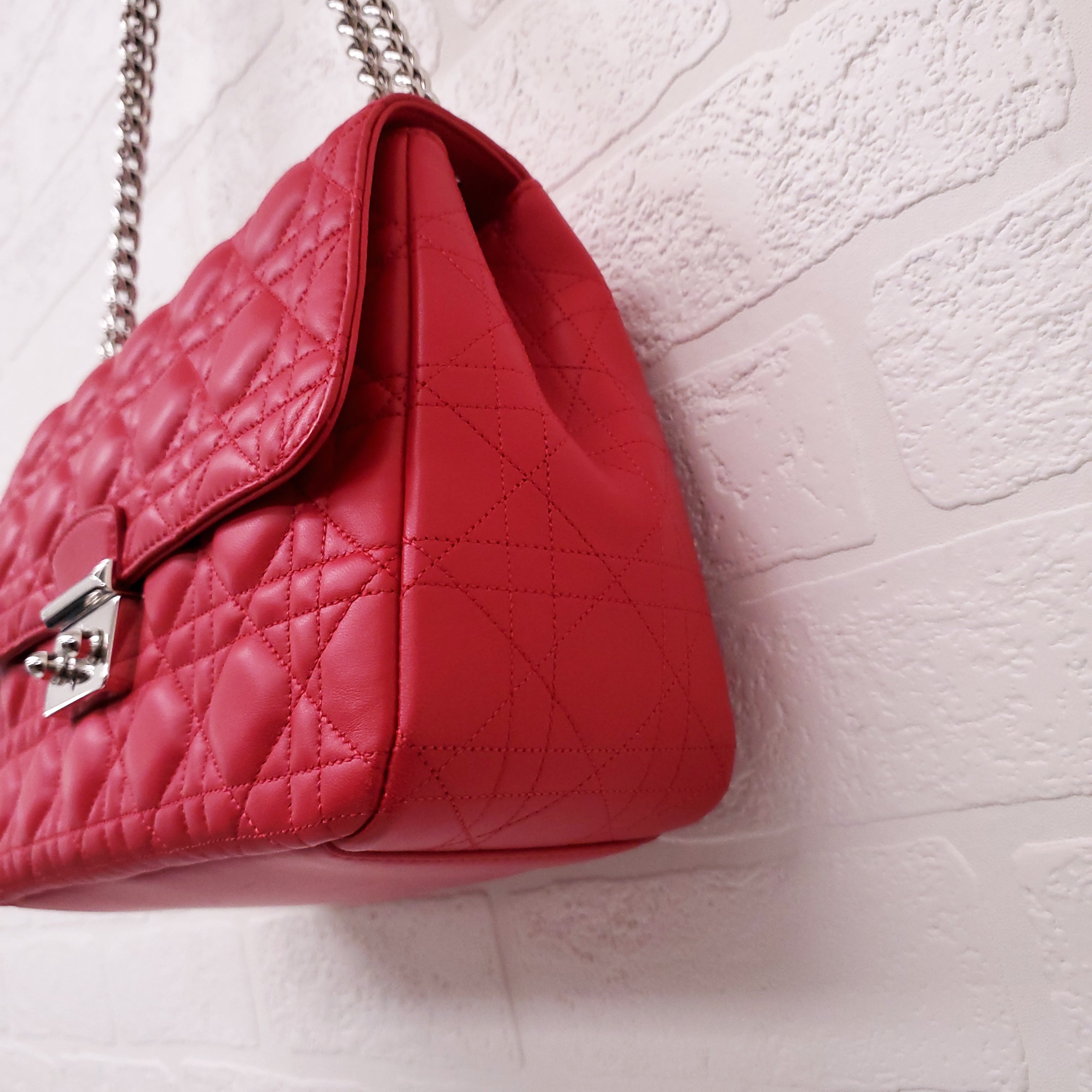 CHRISTIAN DIOR PINK LEATHER CANNAGE MEDIUM 'MISS DIOR' SHOULDER BAG