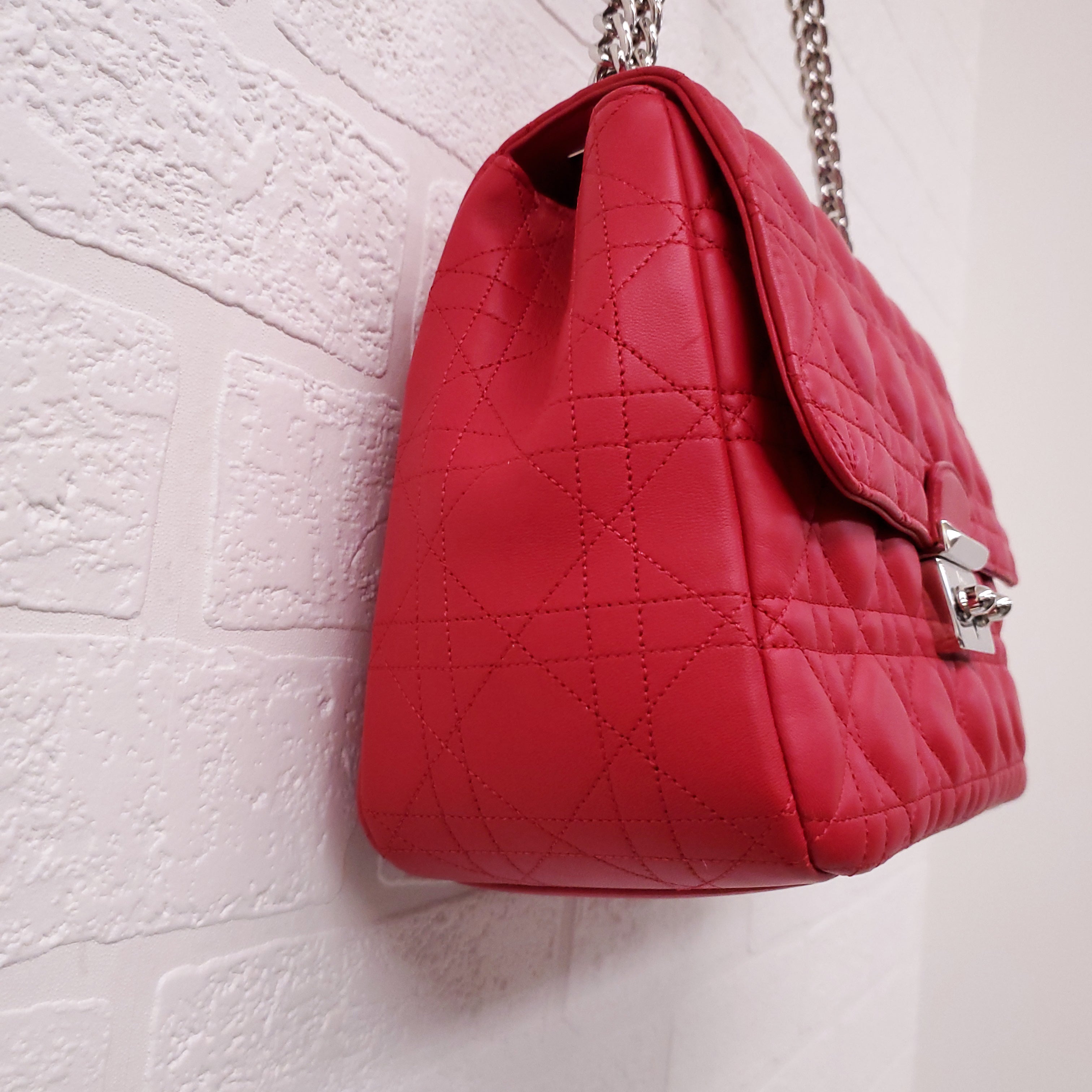 CHRISTIAN DIOR PINK LEATHER CANNAGE MEDIUM 'MISS DIOR' SHOULDER BAG