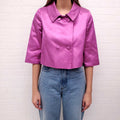CHRISTIAN DIOR PURPLE CROPPED PEAU DE SOIE BLAZER - SIZE 6