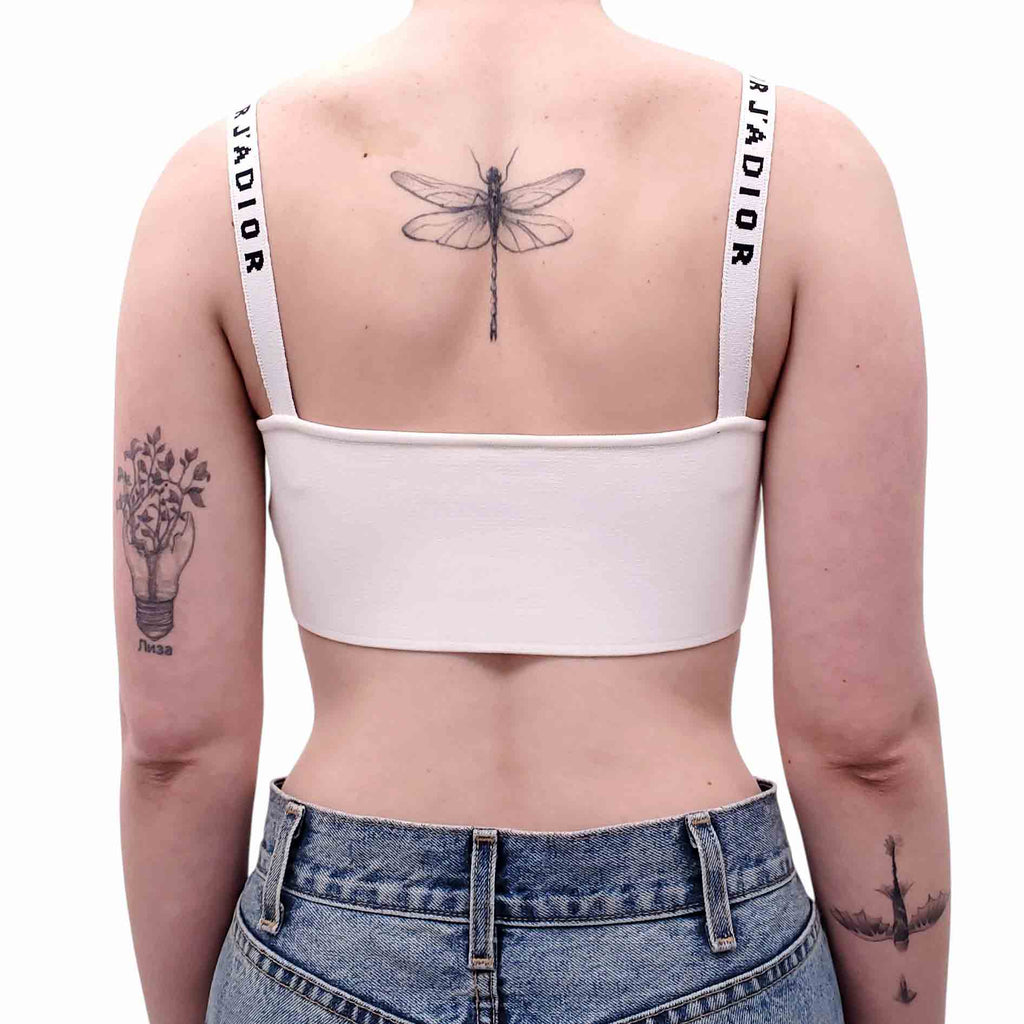 CHRISTIAN DIOR WHITE 'J'ADIOR' LOGO BRALETTE - SIZE S