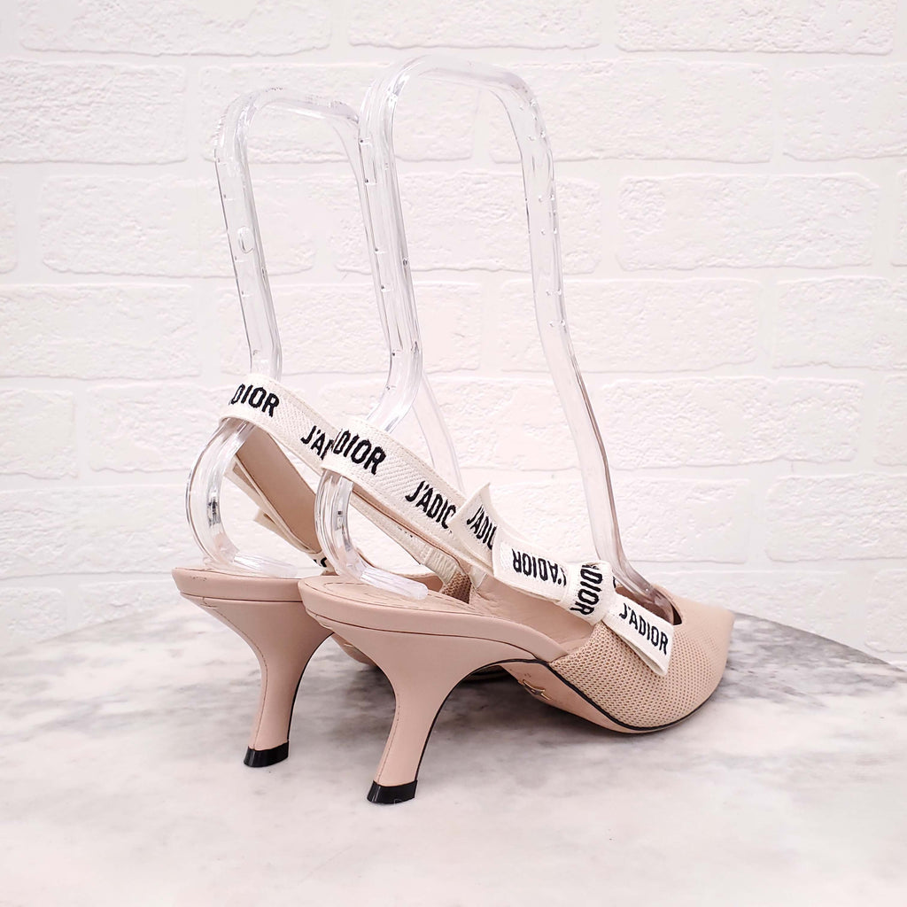 CHRISTIAN DIOR 'J’ADIOR' NUDE SLINGBACK KITTEN HEELS - SIZE 39