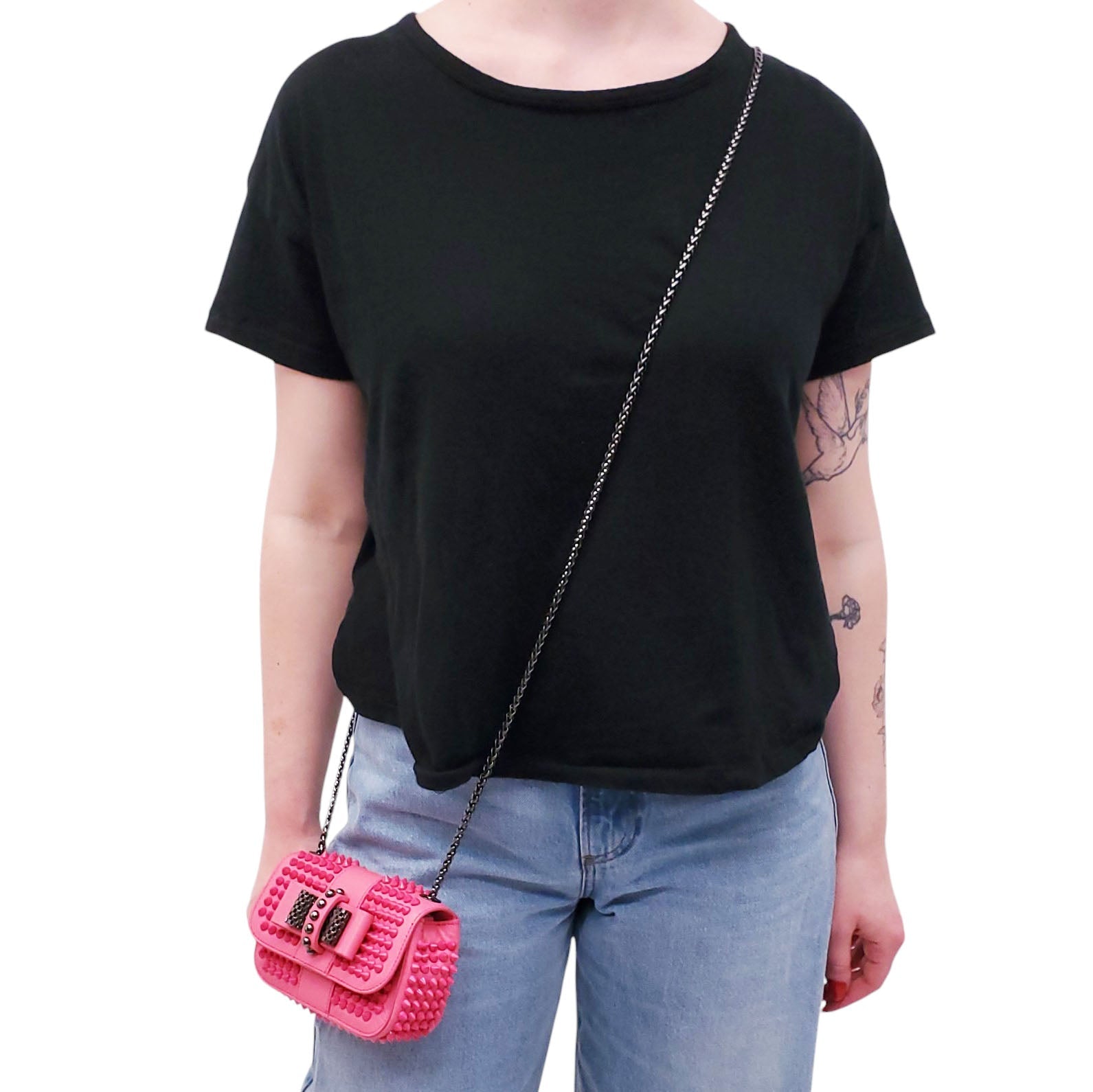CHRISTIAN LOUBOUTIN HOT PINK STUDDED MINI CROSSBODY BAG