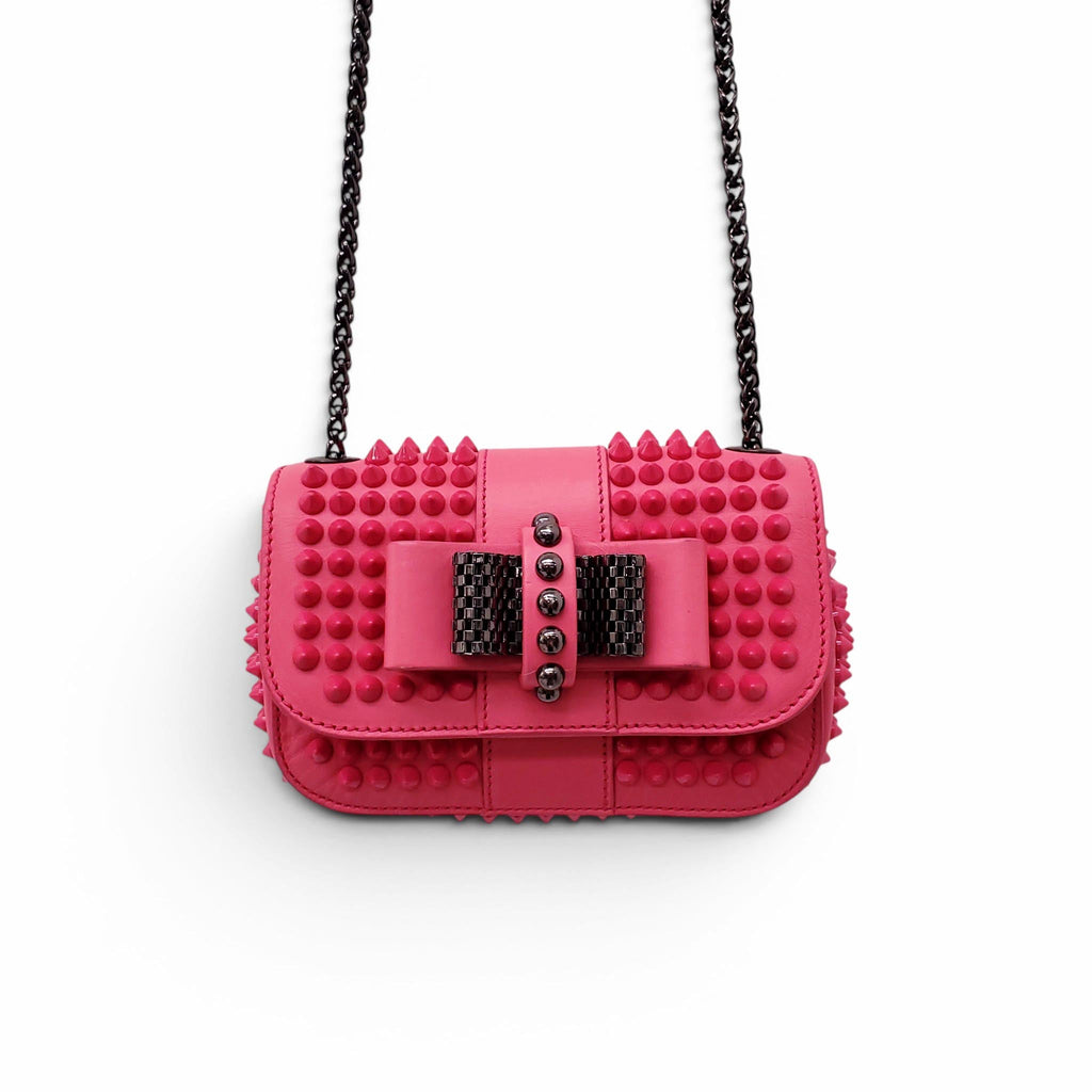 CHRISTIAN LOUBOUTIN HOT PINK STUDDED MINI CROSSBODY BAG