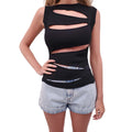 CHRISTOPHER ESBER BLACK CUTOUT KNIT TANK TOP - SIZE XS