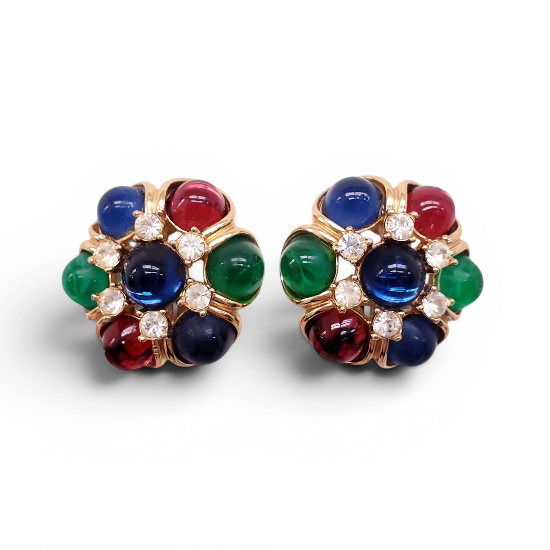 CINER VINTAGE GOLD MULTICOLOUR CLIP-ON EARRINGS