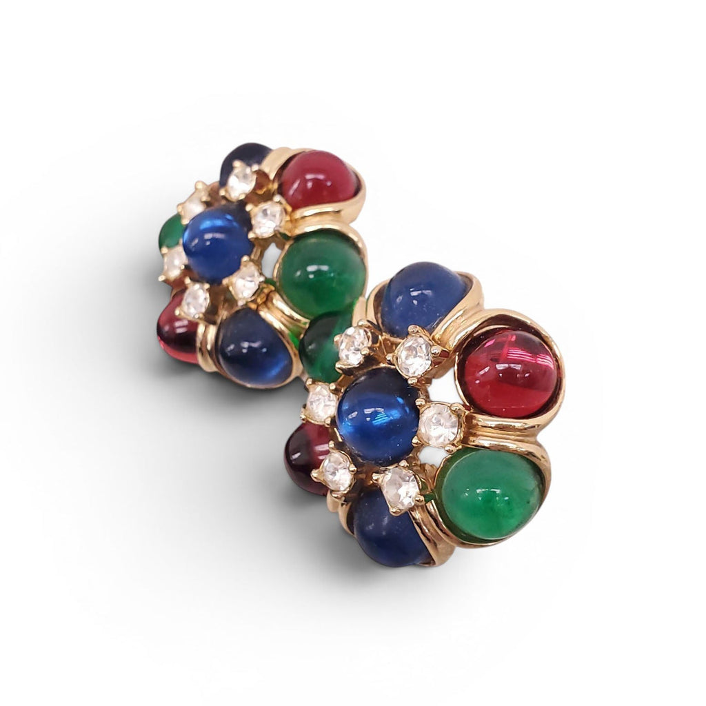 CINER VINTAGE GOLD MULTICOLOUR CLIP-ON EARRINGS
