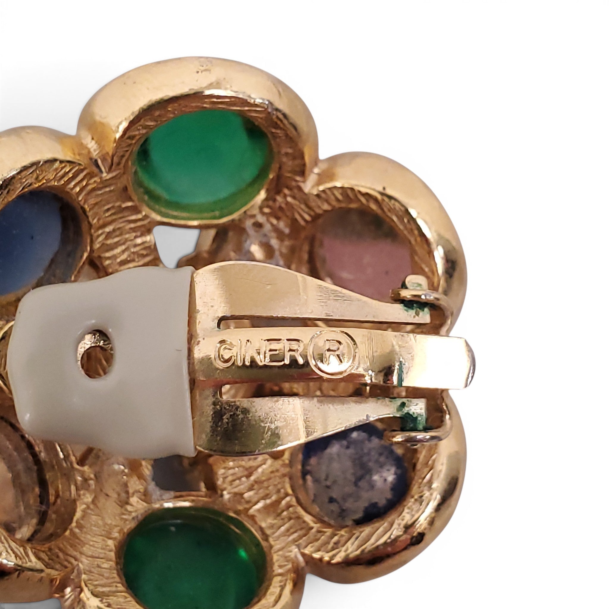 CINER VINTAGE GOLD MULTICOLOUR CLIP-ON EARRINGS