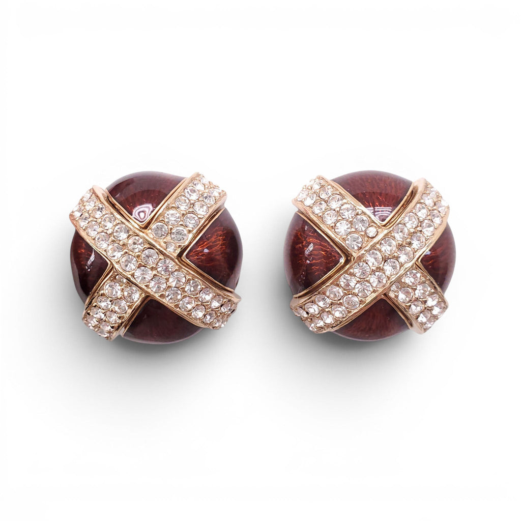 CINER VINTAGE RED CLIP-ON EARRINGS