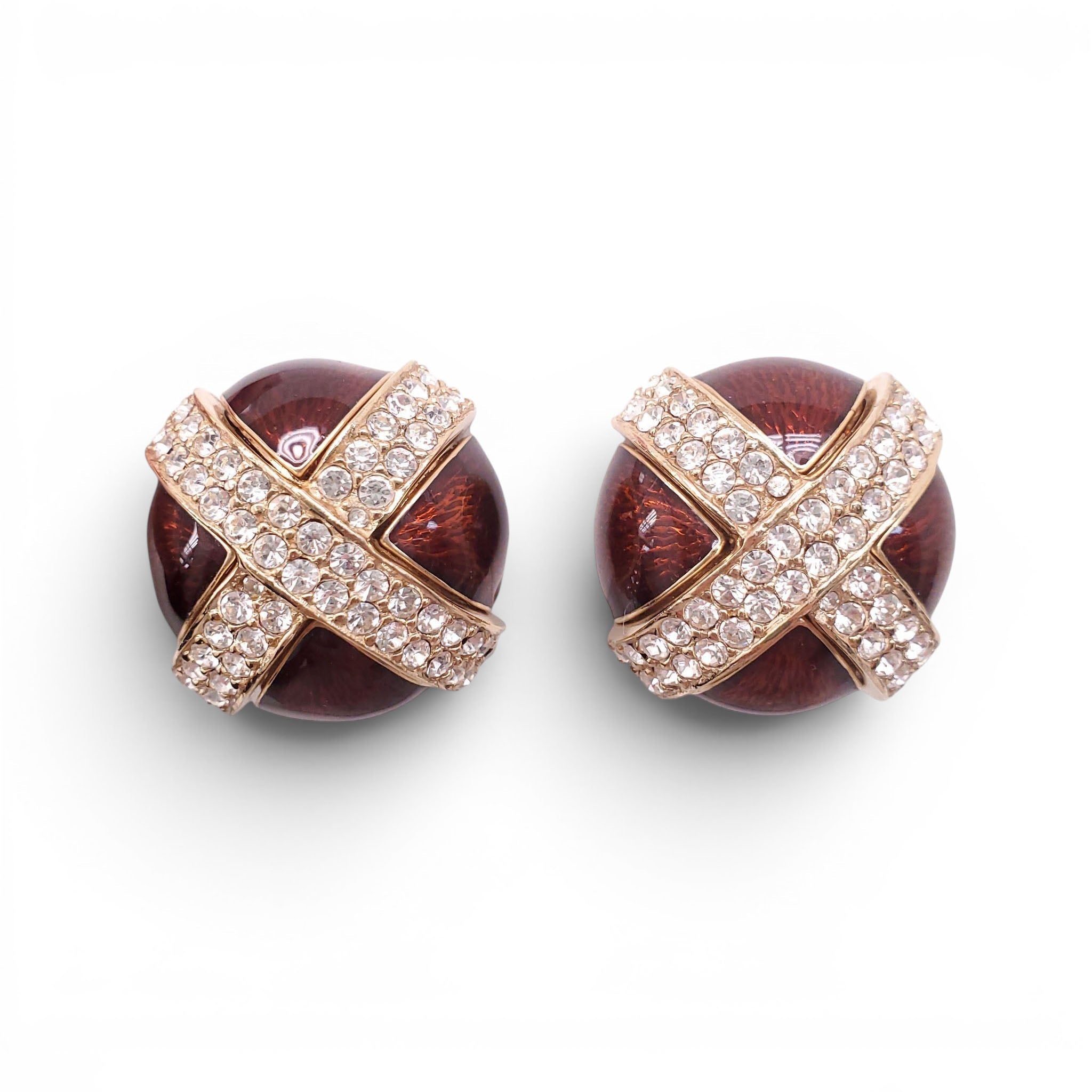 CINER VINTAGE RED CLIP-ON EARRINGS