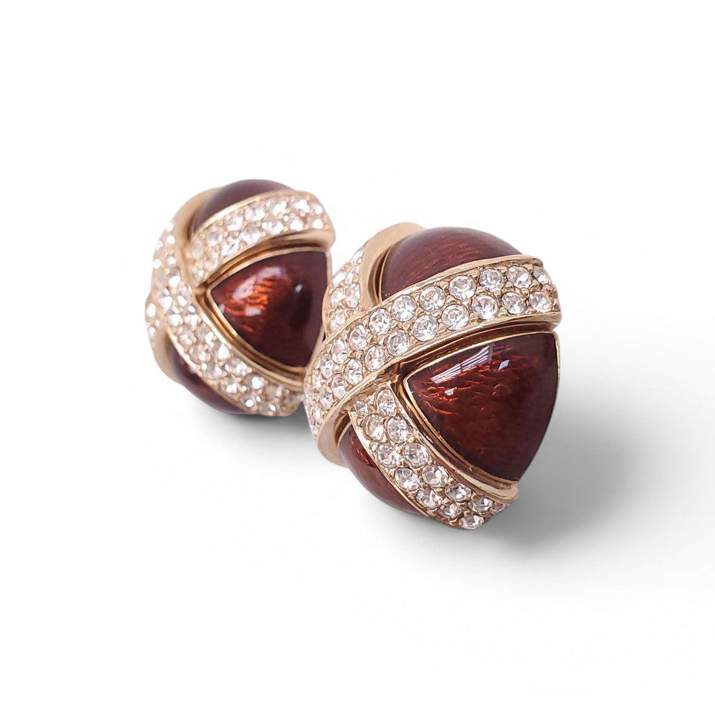 CINER VINTAGE RED CLIP-ON EARRINGS