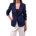 CINQ À SEPT BLUE BLAZER WITH RUCHED SLEEVES - SIZE 0