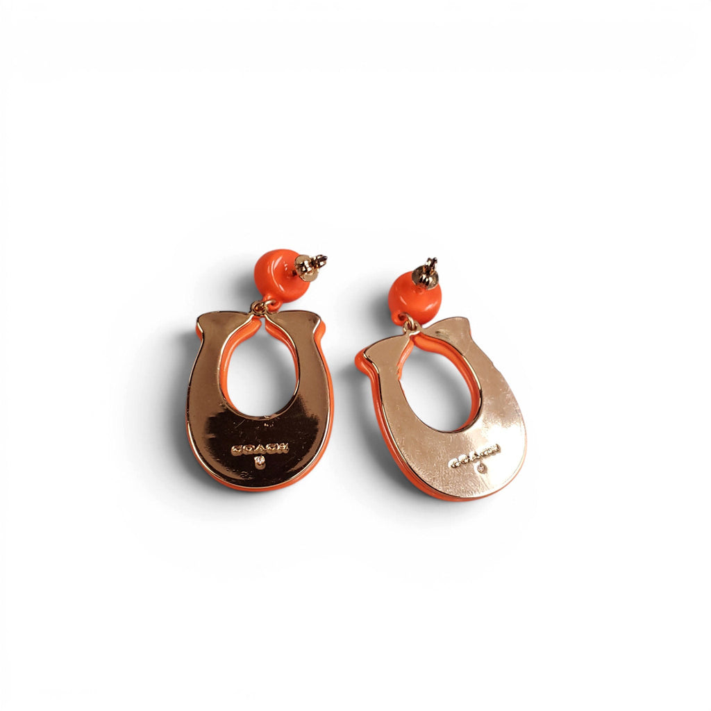 COACH ORANGE CRYSTAL LOGO EARRINGS