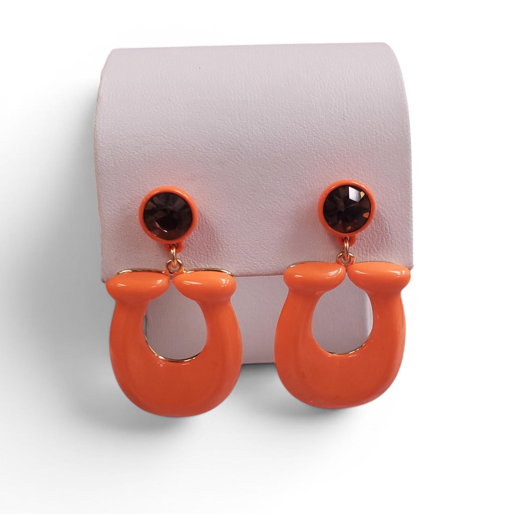 COACH ORANGE CRYSTAL LOGO EARRINGS