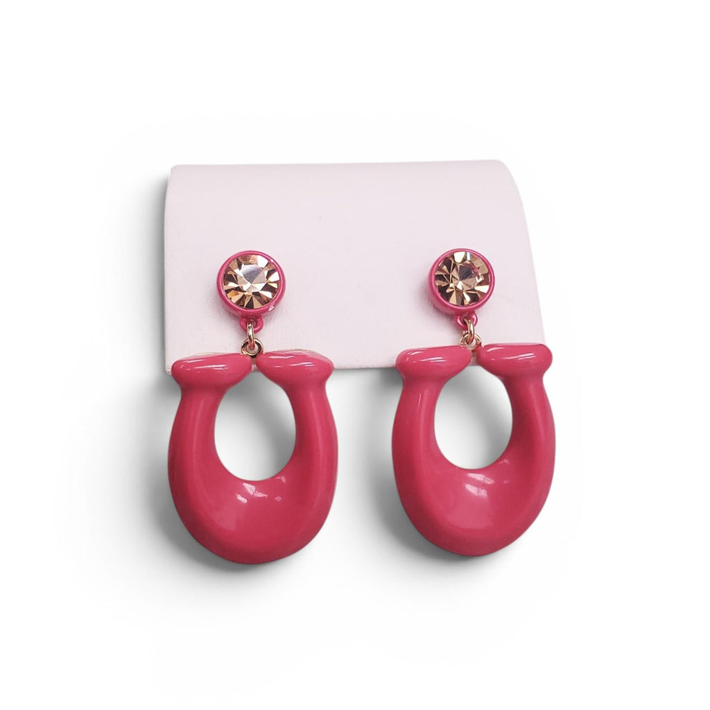 COACH PINK CRYSTAL LOGO EARRINGS