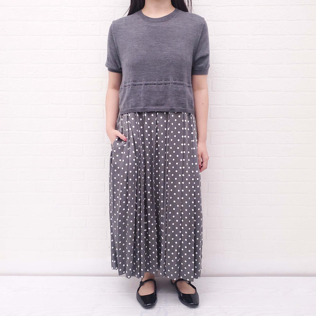 COMME DES GARÇONS GREY POLKA DOT SWEATER DRESS - SIZE S