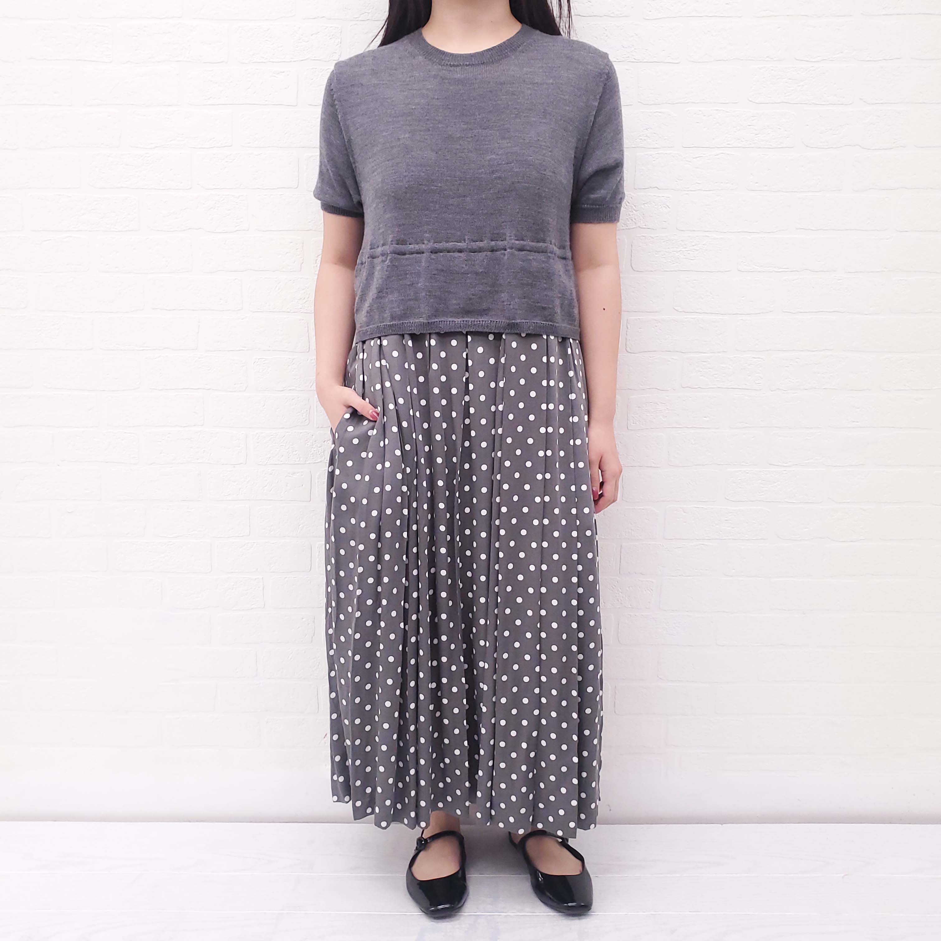 COMME DES GARÇONS GREY POLKA DOT SWEATER DRESS - SIZE S