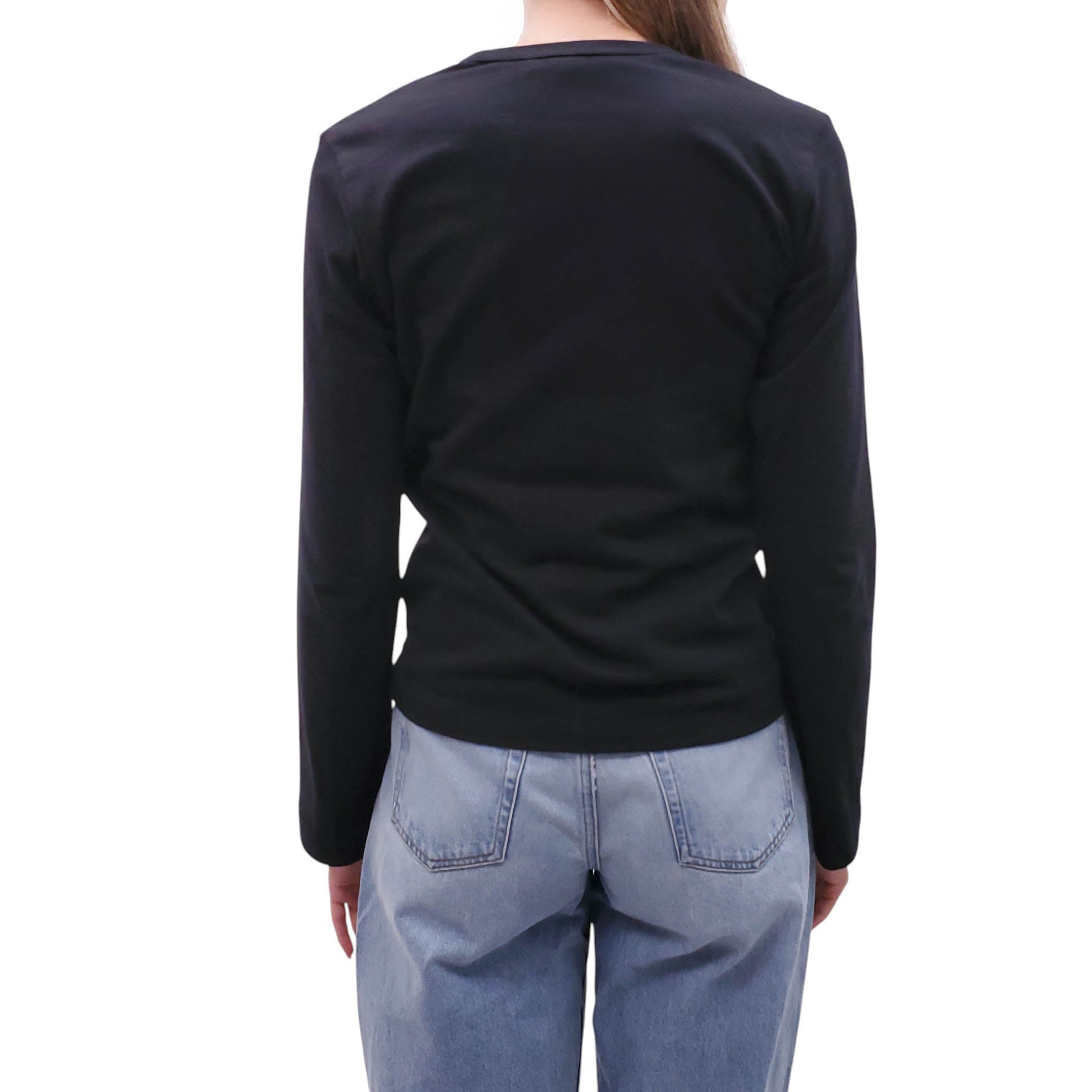 COMME DES GARÇONS PLAY BLACK DOUBLE LOGO LONG-SLEEVE TOP - SIZE M