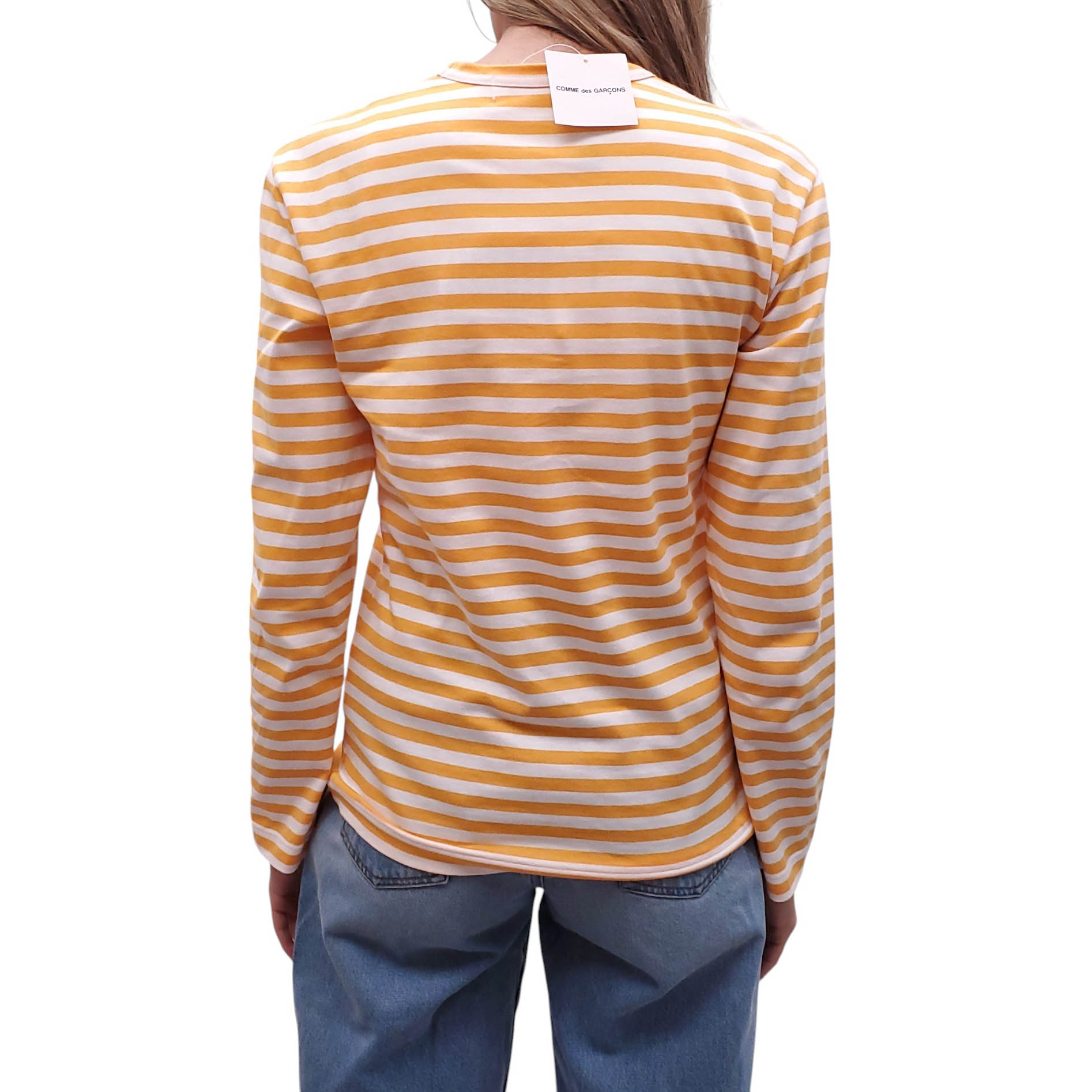COMME DES GARÇONS PLAY ORANGE STRIPED LONG-SLEEVE TOP - SIZE S