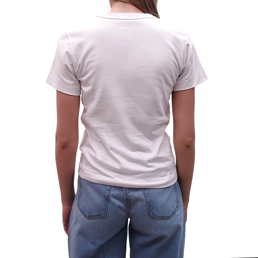 COMME DES GARÇONS PLAY WHITE LOGO T-SHIRT - SIZE S