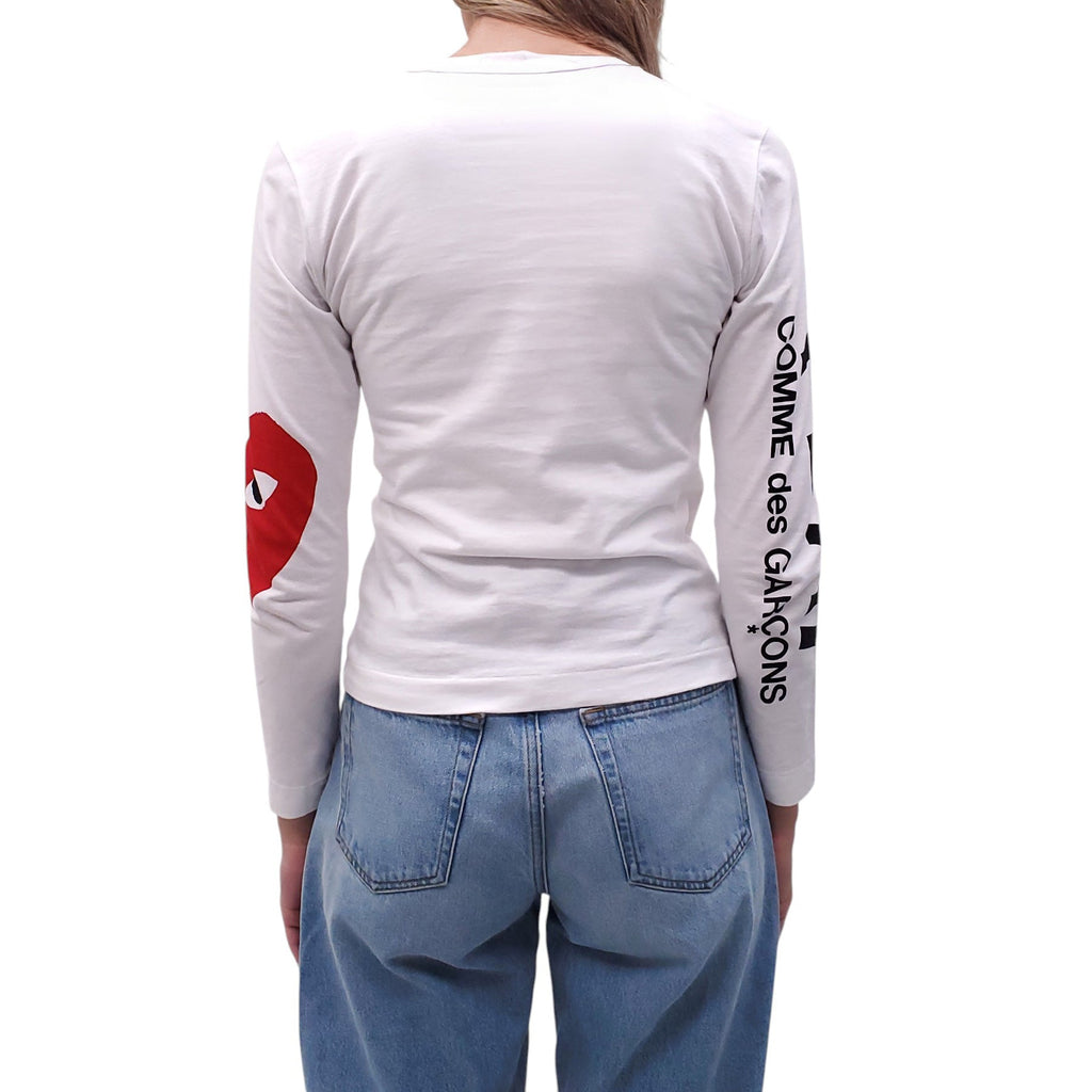 COMME DES GARÇONS PLAY WHITE LONG-SLEEVE TOP - SIZE XS