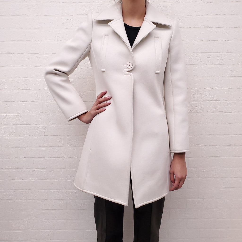 COURREGES WHITE WOOL BLEND COAT - SIZE 38