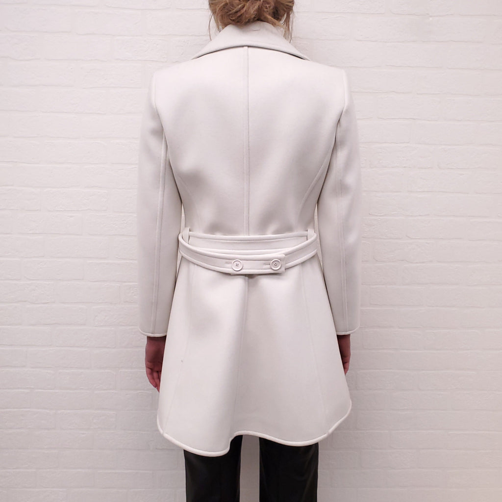 COURREGES WHITE WOOL BLEND COAT - SIZE 38