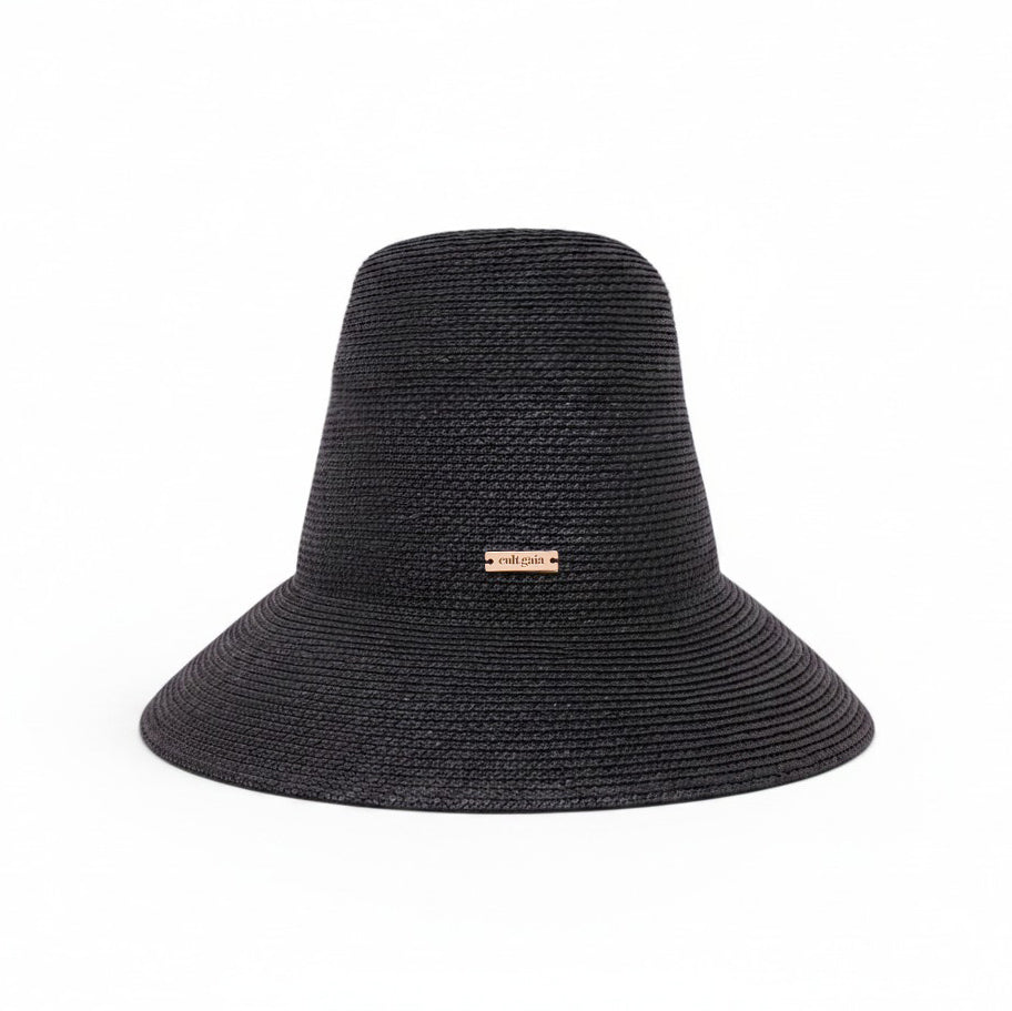 CULT GAIA BLACK RAFFIA HAT