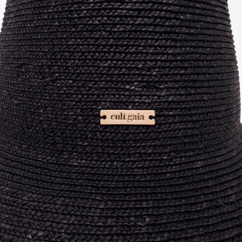 CULT GAIA BLACK RAFFIA HAT