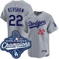 Clayton Kershaw Los Angeles Dodgers Alternate Road Limited 2025 World Series Champions Jersey - Gray