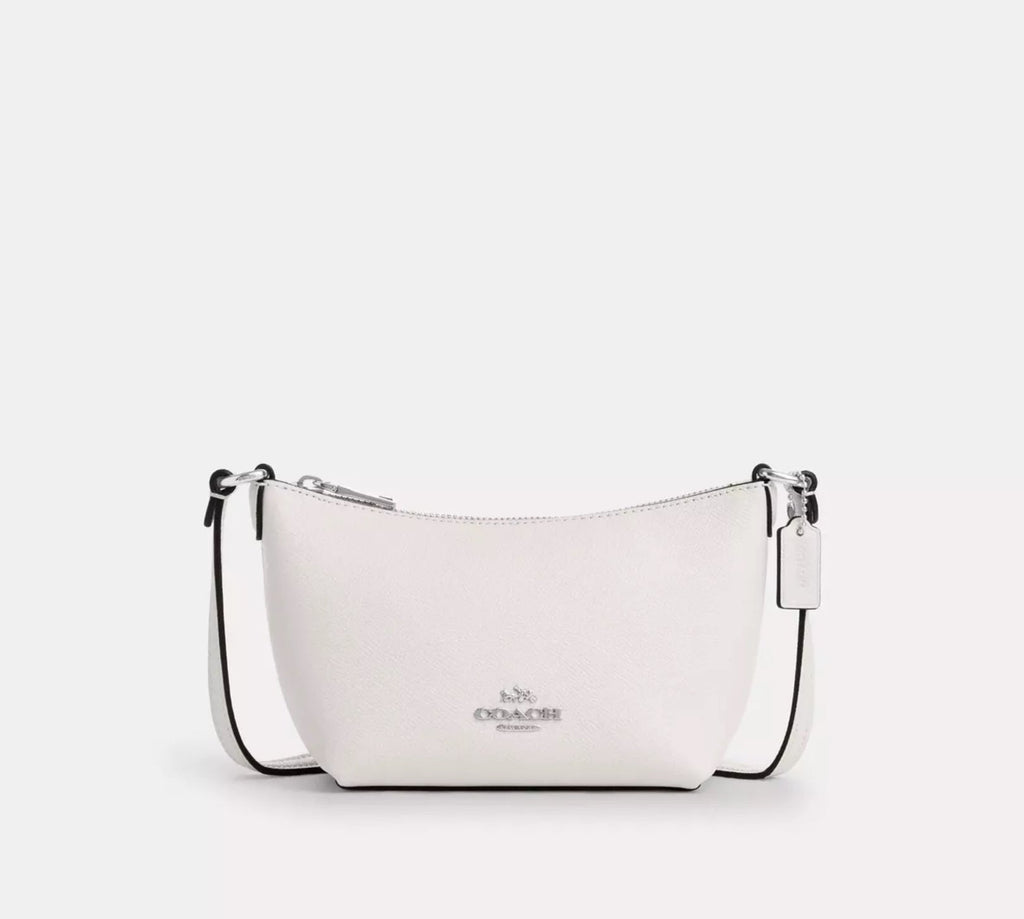 NWT Coach Small Zip Top Leather Crossbody Bag In Chalk