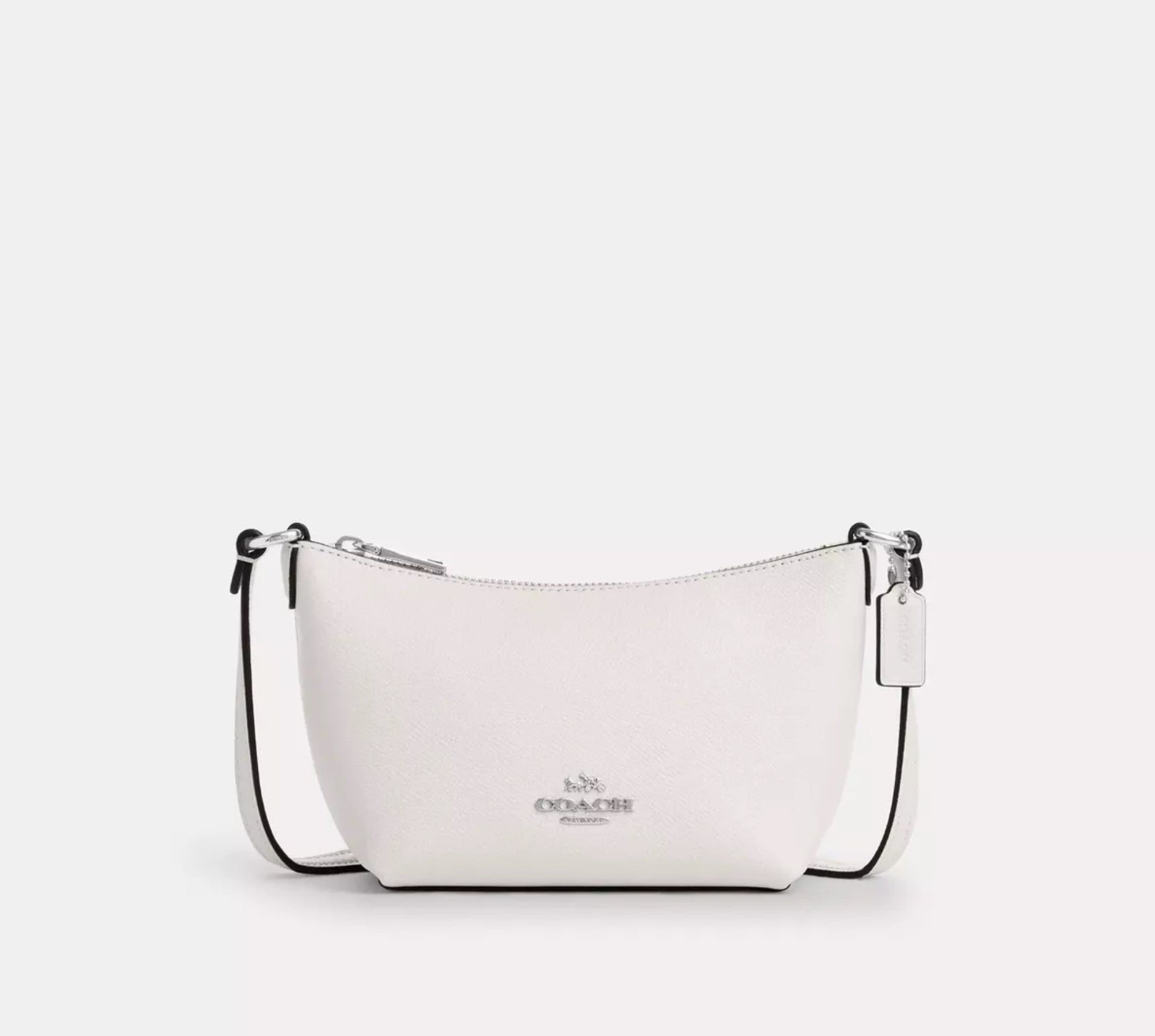 NWT Coach Small Zip Top Leather Crossbody Bag In Chalk