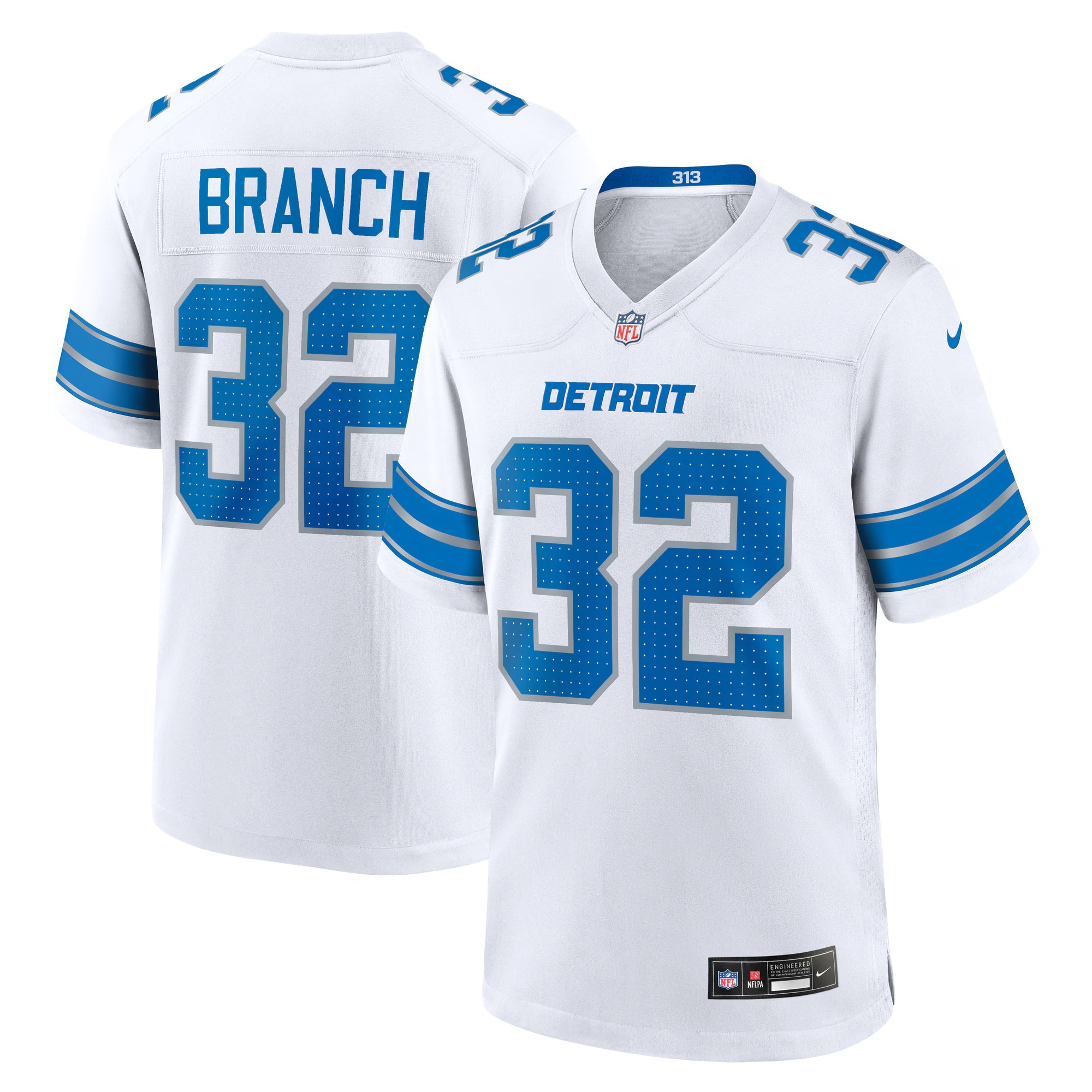 Detroit Lions Brian Branch White White Game Jersey