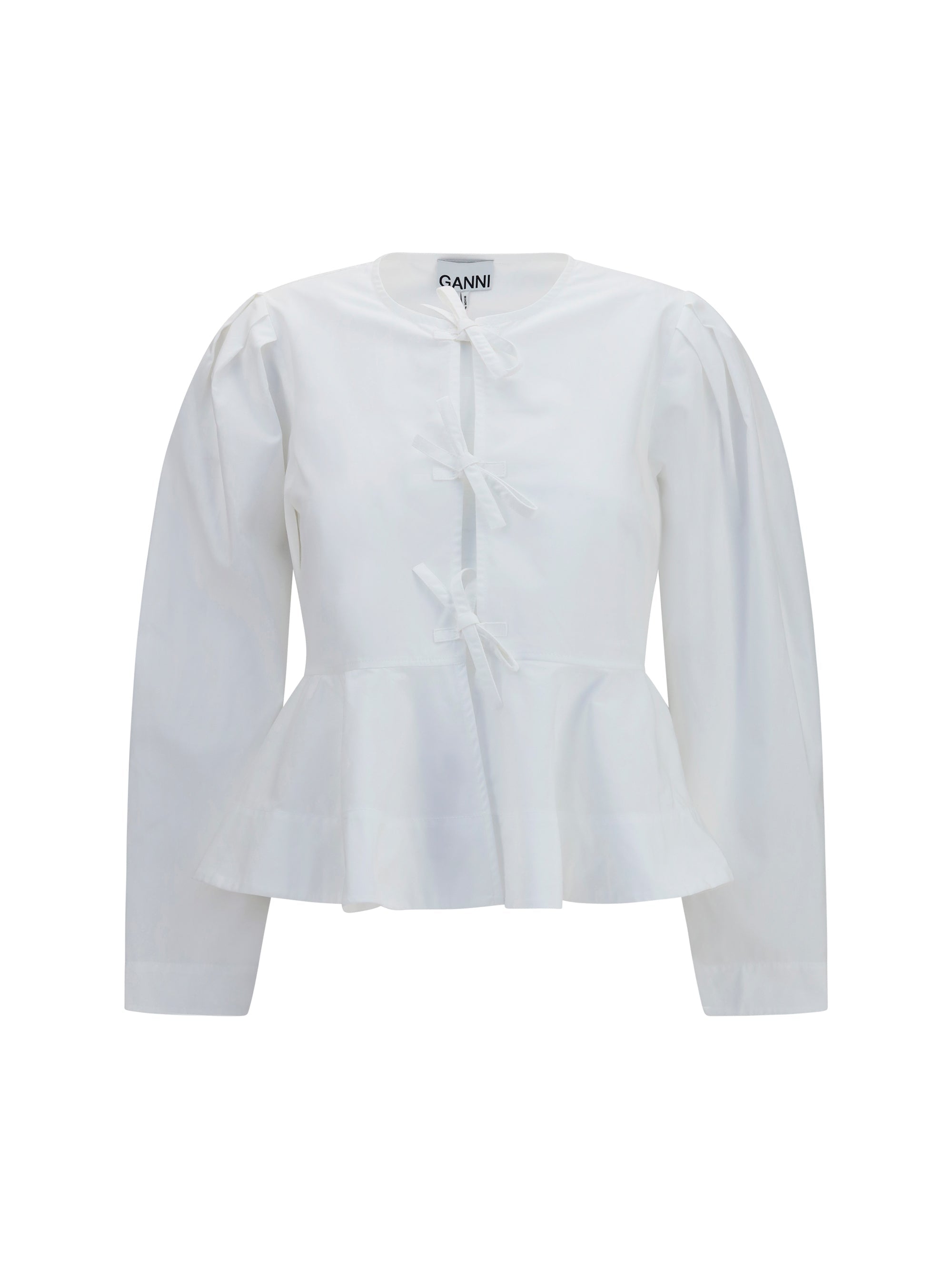 Ganni Women Cotton Poplin Blouse With Bows