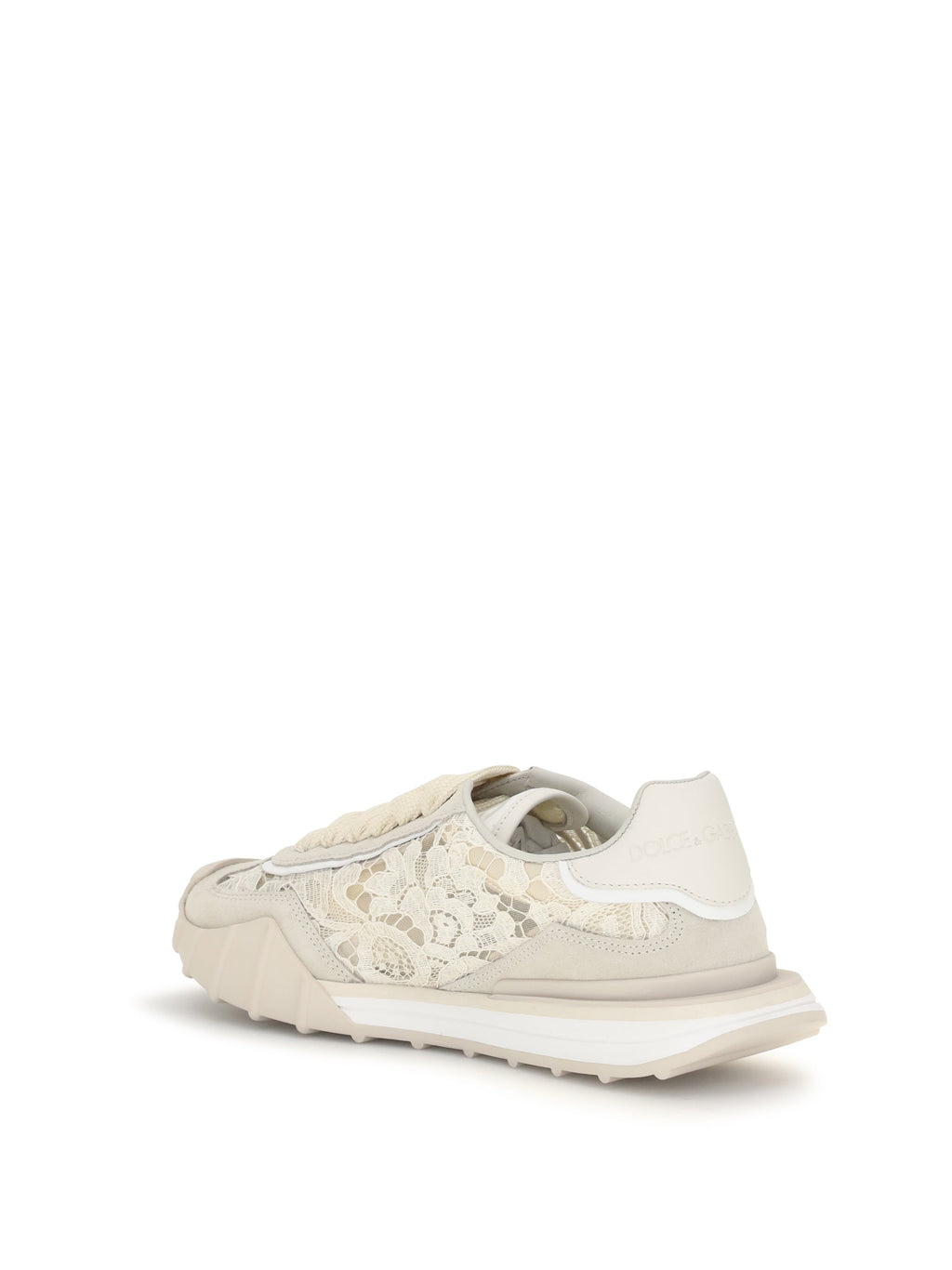 Dolce & Gabbana Women Leather And Lace Sneakers